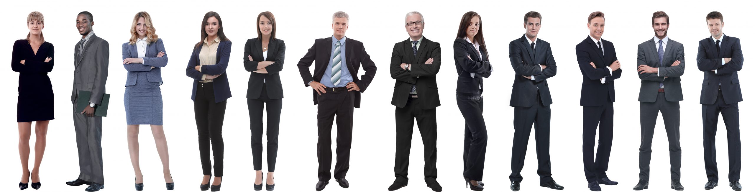 group of successful business people isolated on white